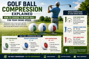 Golf ball compression guide comparing low, medium, and high compression options for different golfer swing speeds.
